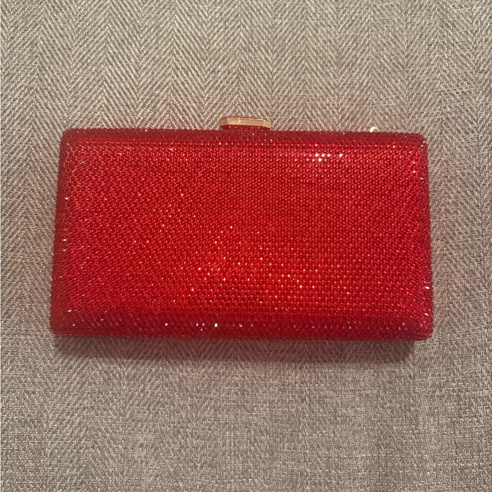 Boutique De FGG Crystal Evening Bags Women Formal Party Box Clutch Red NWOT
